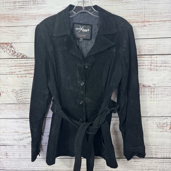 Wilson’s leather suede Maxima size large Women's Black button down jacket - Picture 1 of 9